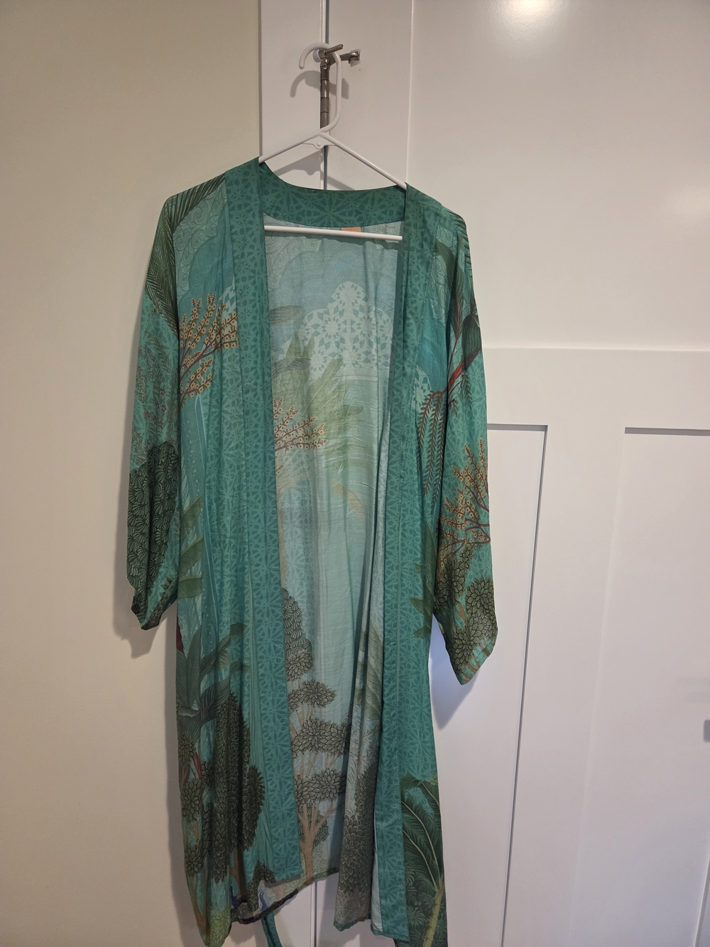 Lightweight Teal Green Printed Sheer Wrap